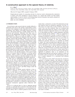 A constructive approach to the special theory of relativity