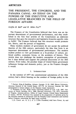 The President, the Congress, and the Panama Canal