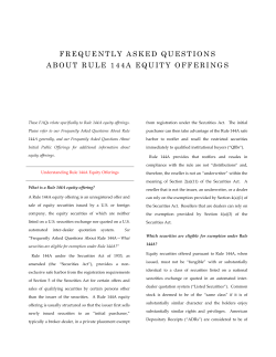 Frequently Asked Questions about Rule 144A