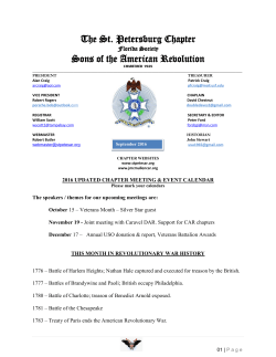 September Newsletter - St. Petersburg SAR Chapter