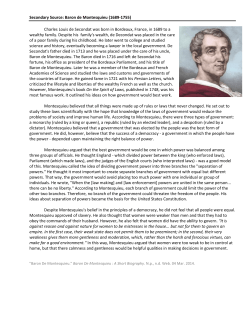 Secondary Source: Baron de Montesquieu (1689