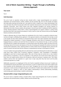 Exposition Writing – Taught Through a Scaffolding Literacy Approach