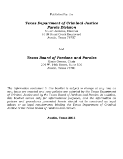 Parole in Texas - Texas Department of Criminal Justice