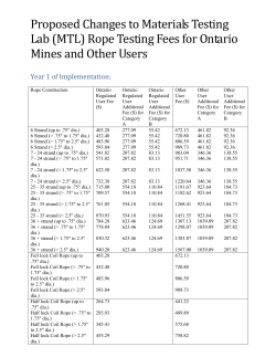 Rope Testing Fees for Ontario Mines and Other Users