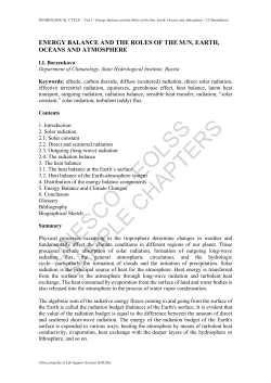 Energy Balance and the Roles of the Sun, Earth, Oceans