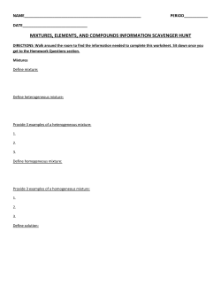 mixtures, elements, and compounds information