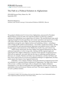 The Path to a Political Solution in Afghanistan