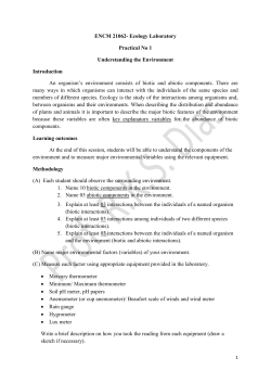 ENCM 21062- Ecology Laboratory Practical No 1 Understanding the