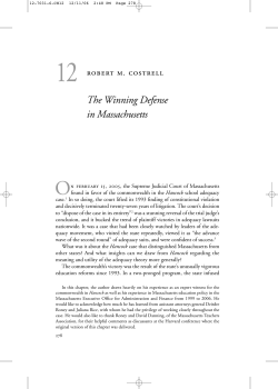 The Winning Defense in Massachusetts