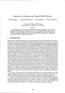 Reference in Dialogues and Shared Belief Revision 1 Introduction