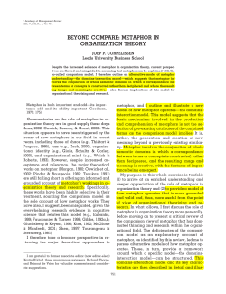 BEYOND COMPARE: METAPHOR IN ORGANIZATION THEORY