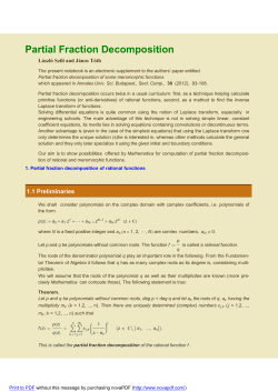 Partial Fraction Decomposition - Annales Univ. Sci. Budapest., Sec