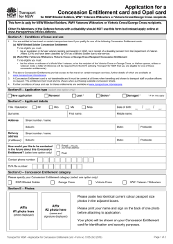 World War 1 Veteran`s Widows Free Pass