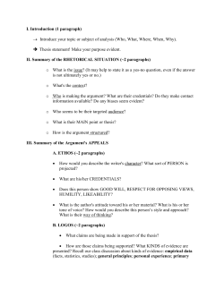 Rhetorical Analysis Outline