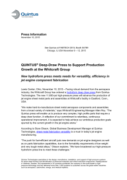 QUINTUS&reg; Deep-Draw Press to Support Production Growth at the