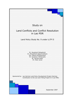Study on Land Conflicts and Conflict Resolution in Lao PDR