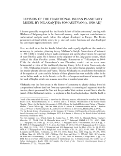 REVISION OF THE TRADITIONAL INDIAN PLANETARY MODEL BY