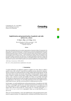 Implicitization and parametrization of quadratic and cubic surfaces