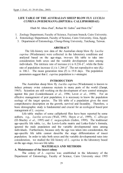 LIFE TABLE OF THE AUSTRALIAN SHEEP BLOW FLY LUCILIA