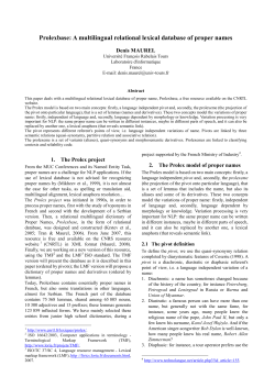 Prolexbase: A multilingual relational lexical database of proper names