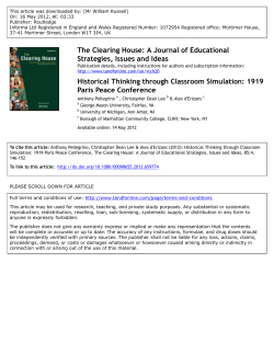Historical Thinking through Classroom Simulation: 1919 Paris