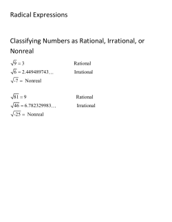 Radical Expressions Classifying Numbers as Rational, Irrational, or