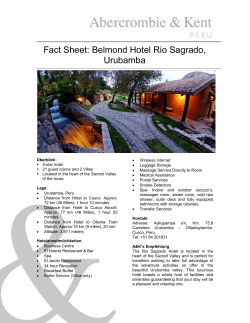 Fact Sheet: Belmond Hotel Rio Sagrado, Urubamba