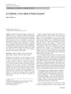 "Is Celebrity a New Kind of Status System?" Society
