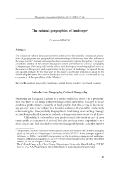 The cultural geographies of landscape
