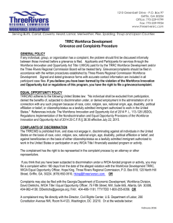 TRRC Workforce Development Grievance and Complaints Procedure