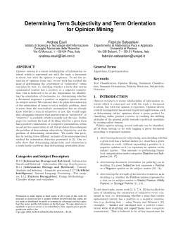 Determining Term Subjectivity and Term Orientation - PUMA