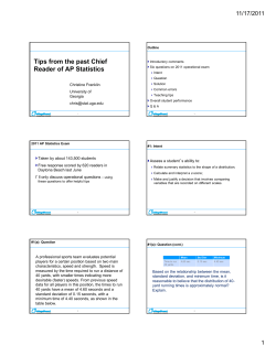 Tips from the past Chief Reader of AP Statistics - edventure