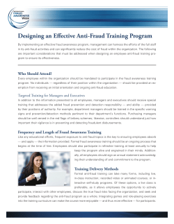 Designing an Effective Anti-Fraud Training Program