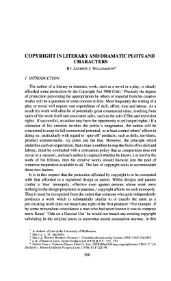 copyright in literary and dramatic plots and characters
