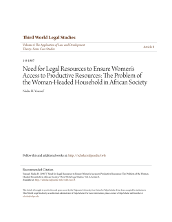 Need for Legal Resources to Ensure Women`s Access to Productive