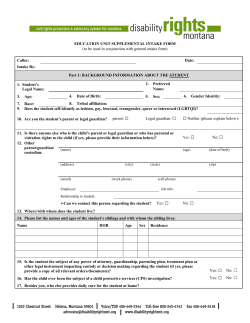 EDUCATION UNIT SUPPLEMENTAL INTAKE FORM
