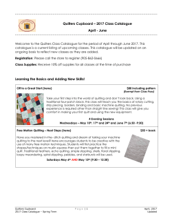 Quilters Cupboard &ndash; 2017 Class Catalogue April