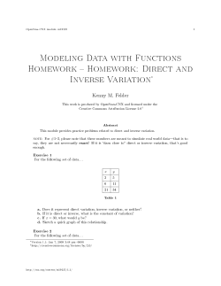 Modeling Data with Functions Homework Homework: Direct and