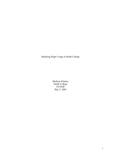 Reducing Paper Usage at Smith College, by Barbara Schulze