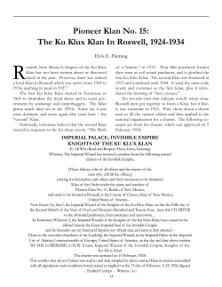 Pioneer Klan No. 15: The Ku Klux Klan in Roswell, 1924