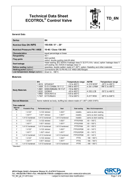 Series 6N ECOTROL&reg;-Control Valves Data Sheet - Arca