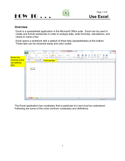 HOW TO . . . Use Excel