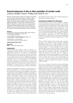 Recent advances in the in vitro evolution of nucleic acids Joshua A
