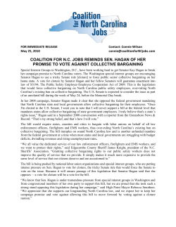 coalition for nc jobs reminds sen. hagan of her promise to vote