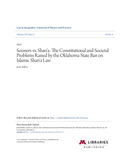 Sooners vs. Shari`a: The Constitutional and Societal Problems