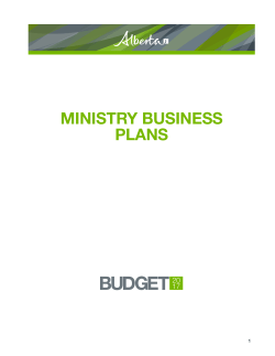 Ministry Business Plan Contacts and Reader`s Guide (Alberta