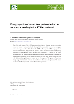 Energy spectra of nuclei from protons to iron in sources, according to