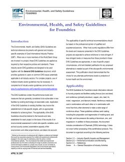 Environmental, Health, and Safety Guidelines for Foundries