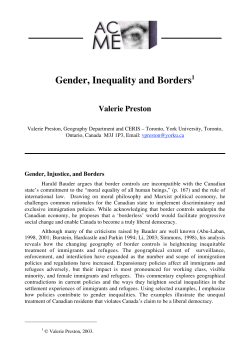 Gender, Inequality and Borders1