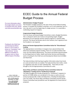 ECEC Guide to the Annual Federal Budget Process